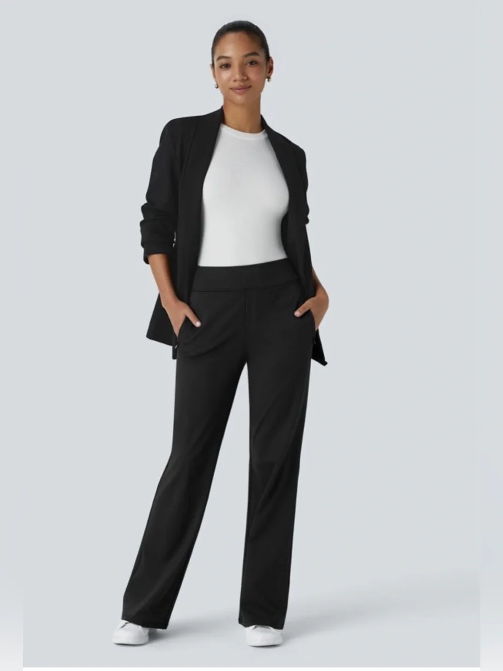 HALARA Flex™ DayStretch Mid Rise Side Zipper Pocket Work Flare Pants - Picture 7 of 14